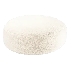 Pouf rond en sherpa bouclé crème 65cm Beanbgas - Wigiwama