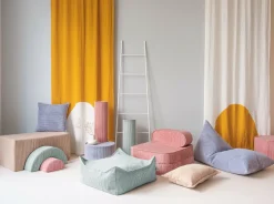 Pouf rond en velours côtelé marron 25 x 40 cm - Wigiwama