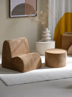 Pouf rond en velours côtelé toffee 39,5 x 25 cm - Wigiwama