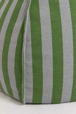 Pouf rond pour enfant en coton bio à rayures vert et bleu 70x70x30cm Vibes - Nobodinoz