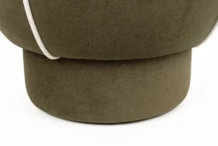 Pouf rétro rond en tissu vert 45cm Luma - The Cool Republic