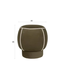 Pouf rétro rond en tissu vert 45cm Luma - The Cool Republic