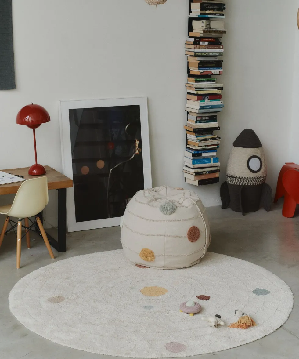 Pouf système solaire en coton 50x45cm I want to be an astronaut - Lorena Canals