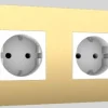 Prise double 2G socket doré et blanc - Buster & Punch