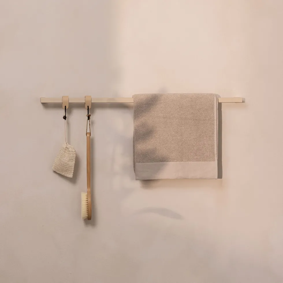 Rail à serviettes carré en acier beige cashew 105cm Vana - Metallbude
