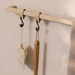 Rail à serviettes carré en acier beige cashew 105cm Vana - Metallbude