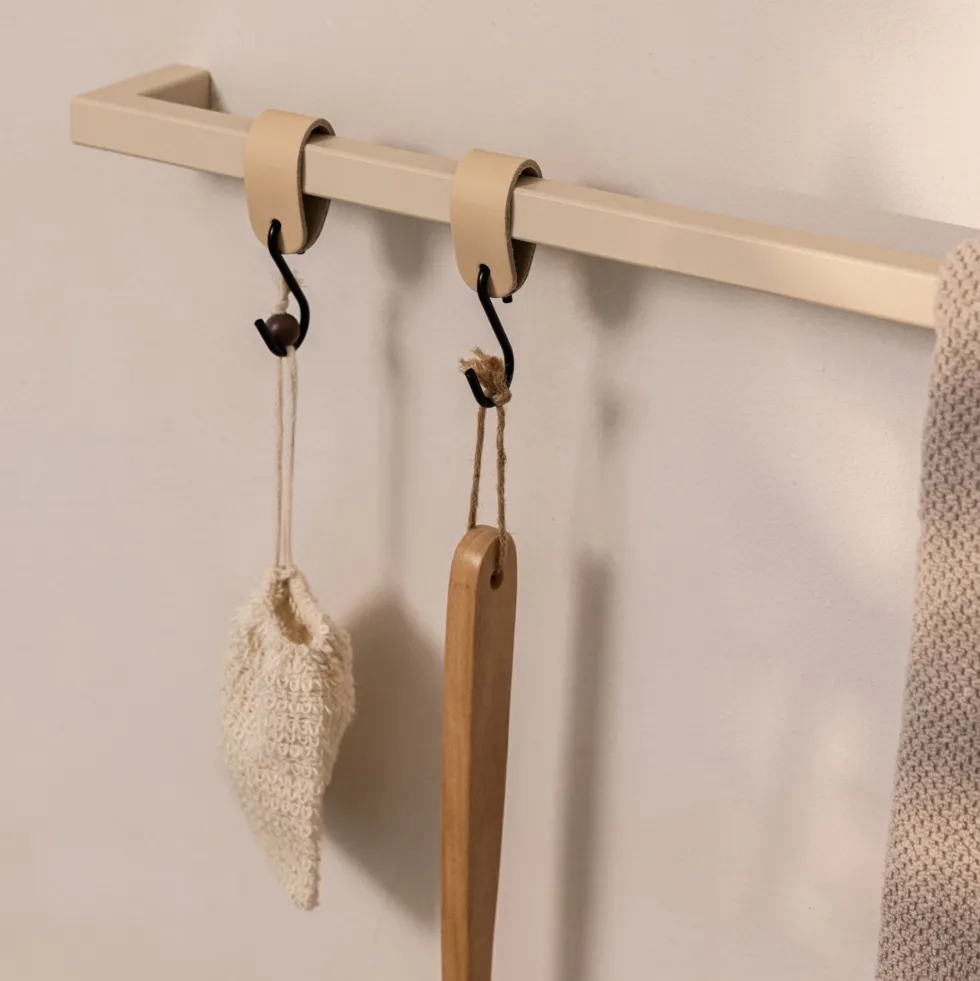 Rail à serviettes carré en acier beige cashew 105cm Vana - Metallbude