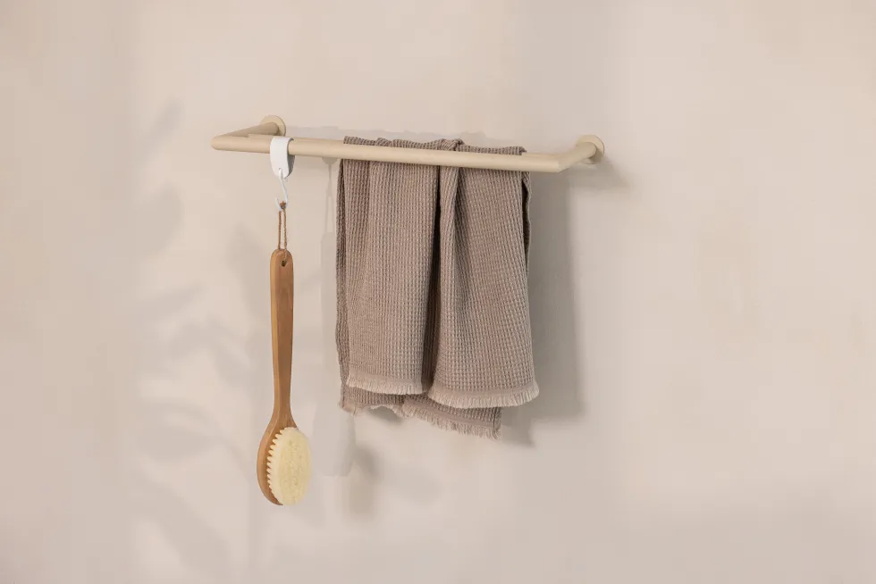 Rail à serviettes rond en acier beige cashew 50x17cm Stenni - Metallbude