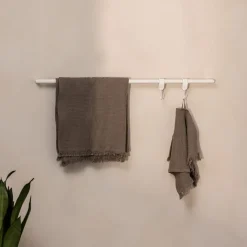 Rail à serviettes rond en acier blanc 105cm Vana - Metallbude