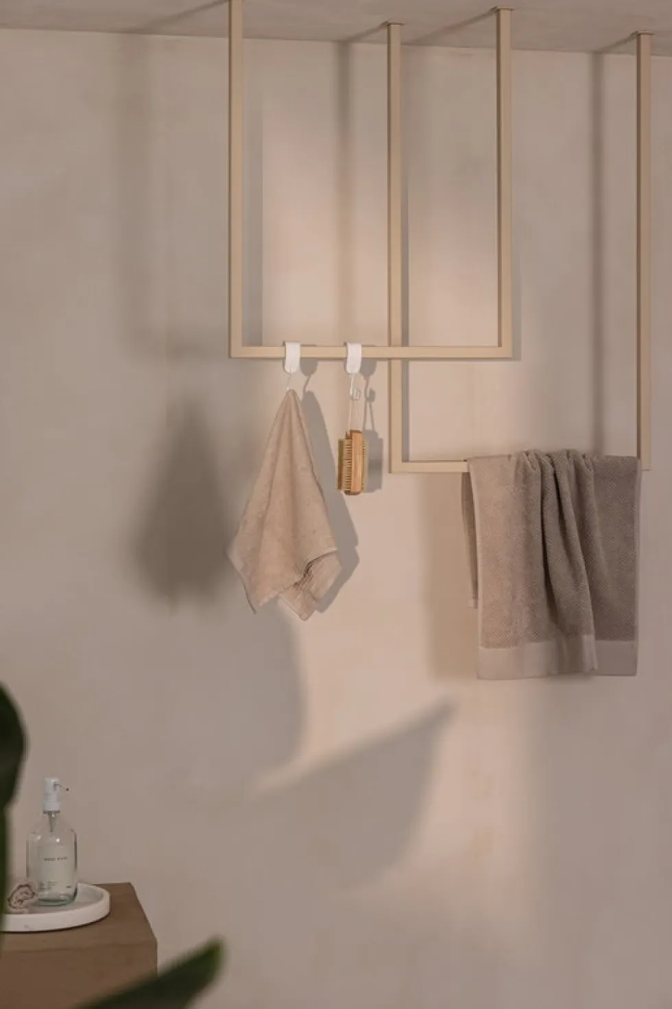 2 rails à serviettes carré en acier beige cashew 60-80x50cm Tensi - Metallbude