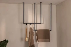 2 rails à serviettes carré en acier noir 60-80x50cm Tensi - Metallbude