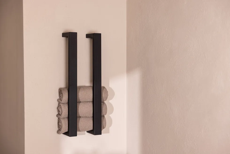 2 rails à serviettes en acier noir 50x10x4cm Nali - Metallbude