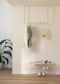 Rail à vêtements carré en acier beige cashew 60x80cm Rubi - Metallbude
