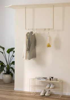 Rail à vêtements carré en acier beige cashew 80x60cm Rubi - Metallbude