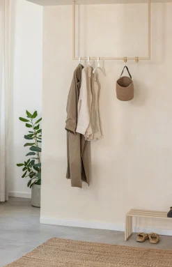 Rail à vêtements carré en acier beige cashew 60x100cm Rubi - Metallbude