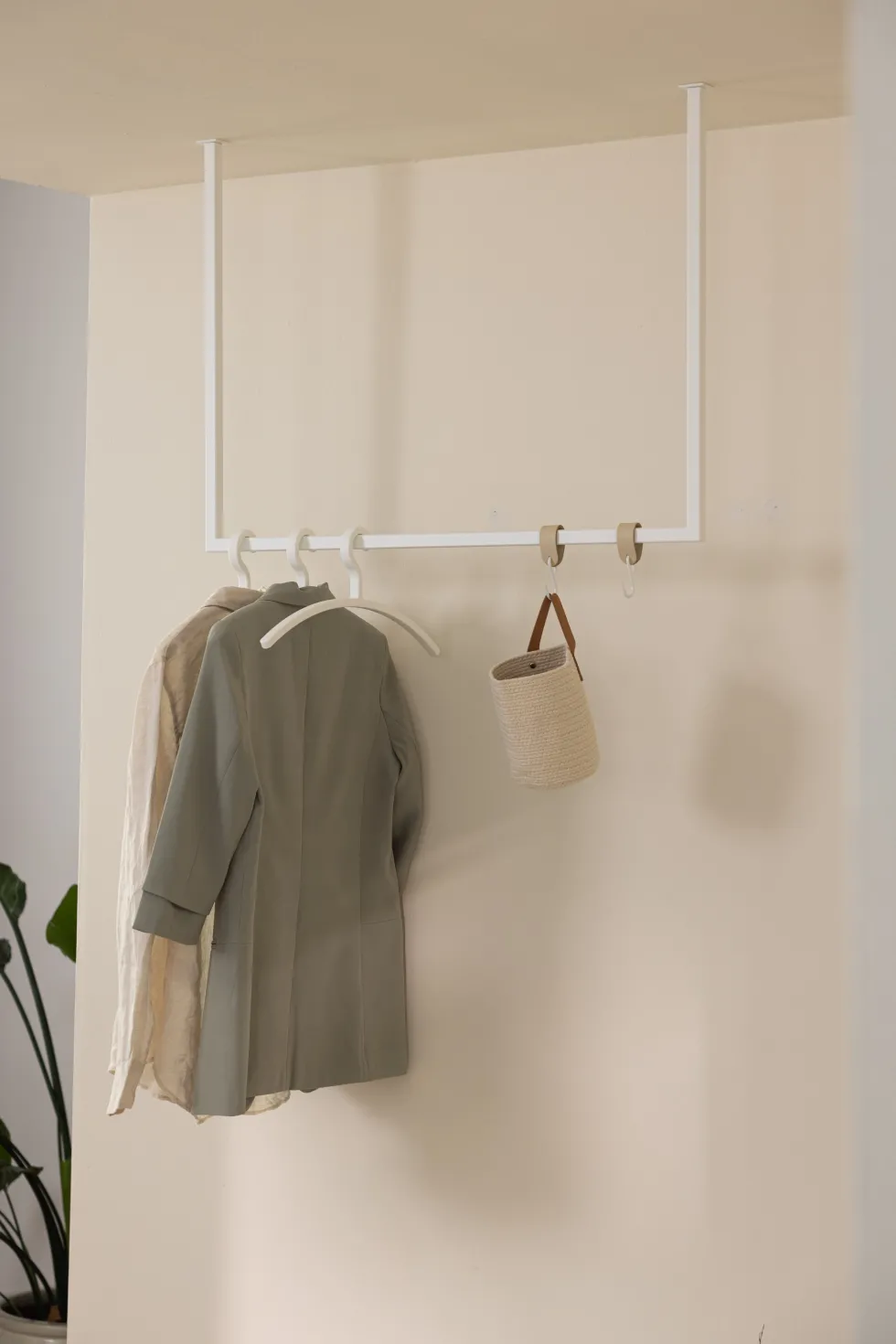 Rail à vêtements carré en acier blanc 60x120cm Rubi - Metallbude