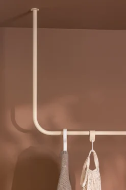 Rail à vêtements rond en acier beige cashew 80x60cm Enio - Metallbude