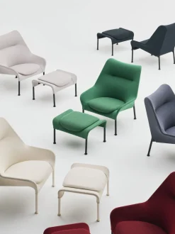 Repose-pied en tissu crème et acier blanc cassé O2 - HAY