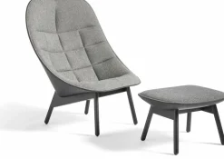 Repose pied gris foncé chiné et noir en chêne massif noir Uchiwa - HAY