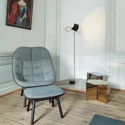 Repose pied gris foncé chiné et noir en chêne massif noir Uchiwa - HAY