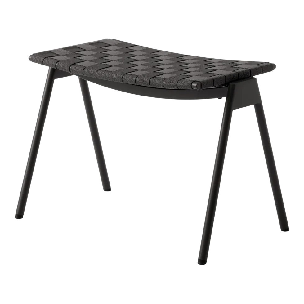 Repose-pieds de jardin en acier et sangles en polyester noir Ville AV46 - &tradition