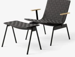 Repose-pieds de jardin en acier et sangles en polyester noir Ville AV46 - &tradition