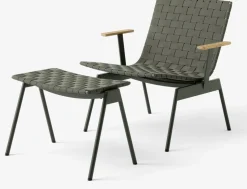 Repose pieds de jardin en acier et sangles en polyester vert bronze Ville AV46 - &tradition