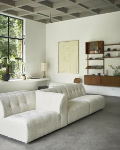 Repose-pieds en bouclé crème Vint - Hkliving