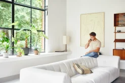 Repose-pieds en bouclé crème Vint - Hkliving