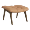 Repose pieds en chêne fumé clair et rembourrage en cuir camel Mammoth - NORR11