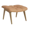 Repose pieds en chêne naturel et rembourrage en cuir camel Mammoth - NORR11