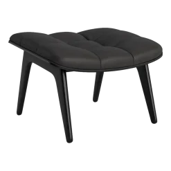 Repose-pieds en chêne noir et rembourrage en cuir anthracite Mammoth - NORR11