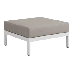 Repose-pieds en métal gris austral et tissu beige Easy - Tiptoe