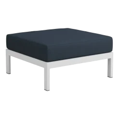 Repose-pieds en métal gris austral et tissu bleu nuit Easy - Tiptoe