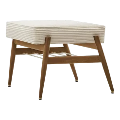 Repose-pieds en tissu cord crème et frêne foncé Fox - 366 Concept