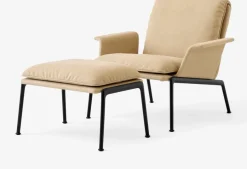 Repose-pieds en tissu marron et acier noir Muno LN20 - &tradition