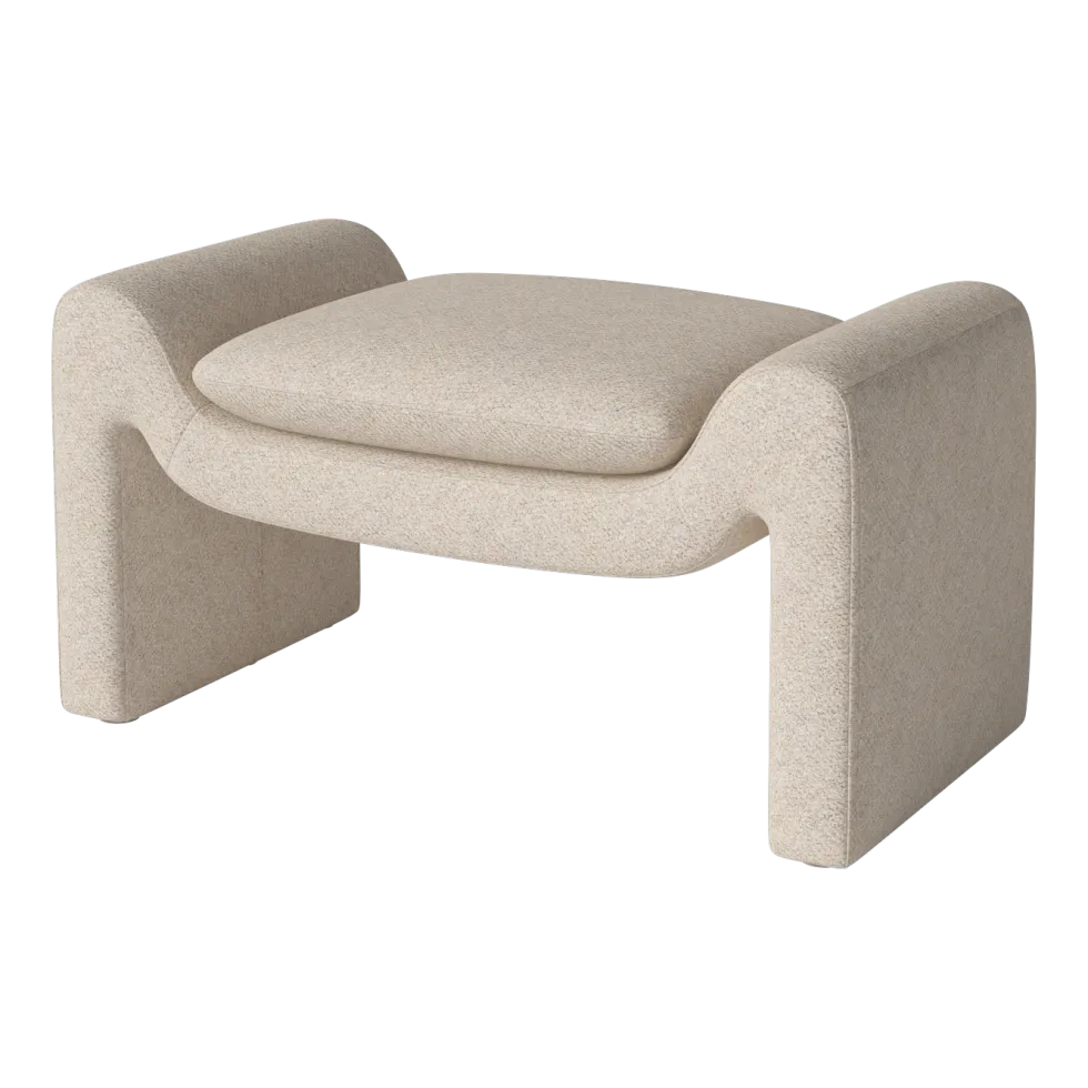 Repose-pieds en tissus monza bouclé beige Mielo - Bolia