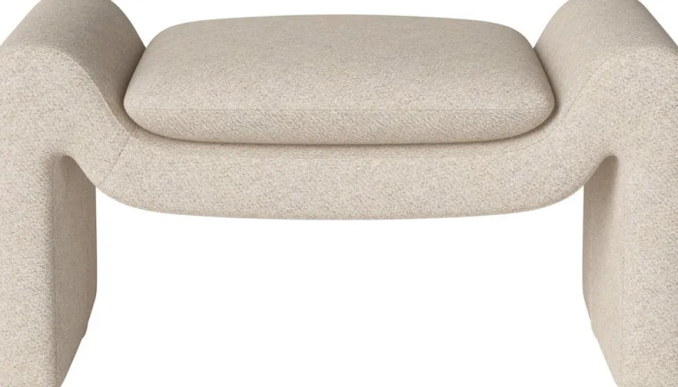 Repose-pieds en tissus monza bouclé beige Mielo - Bolia