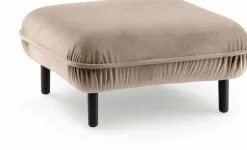 Repose-pieds en velours beige Bean - Emko
