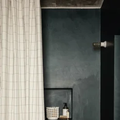 Rideau de douche à carreaux en coton beige 160 x 205 cm Chambray - Ferm Living