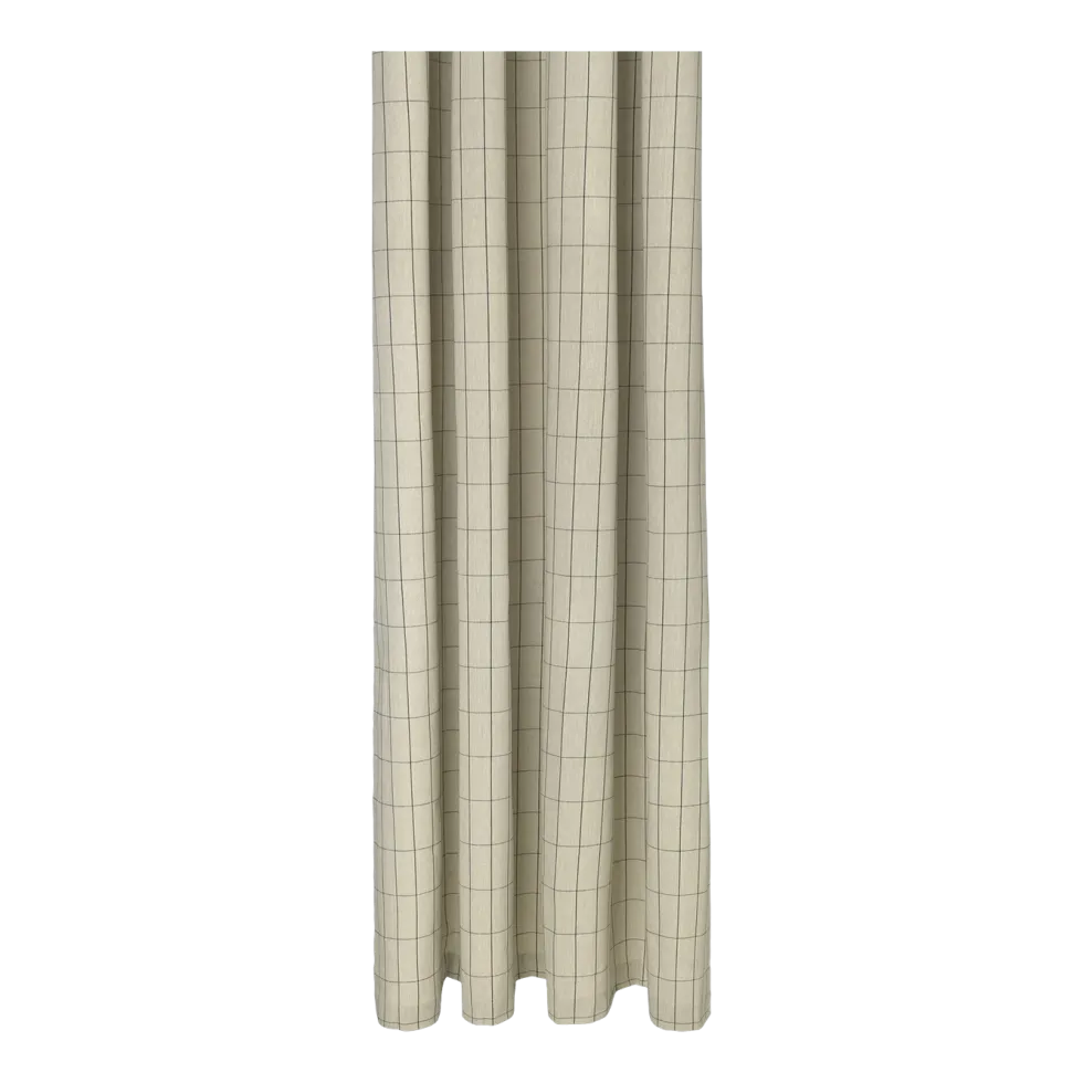 Rideau de douche à carreaux en coton beige 160 x 205 cm Chambray - Ferm Living