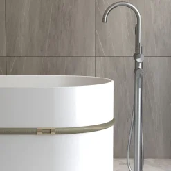 Robinet mitigeur bain-douche sur pied en laiton gun métal Corbeau - Kroos
