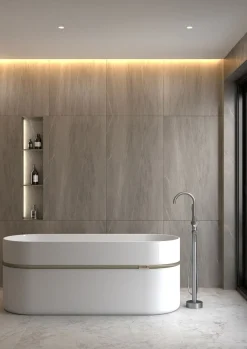 Robinet mitigeur bain-douche sur pied en laiton gun métal Corbeau - Kroos
