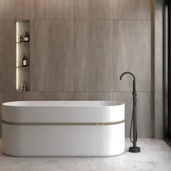 Robinet mitigeur bain-douche sur pied noir Corbeau - Kroos