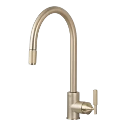 Robinet mitigeur de cuisine avec douchette en métal massif brut laiton 37,2 x 25,3 cm - Buster+Punch