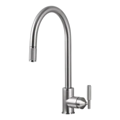 Robinet mitigeur de cuisine avec douchette en métal massif brut argent 37,2 x 25,3 cm - Buster+Punch