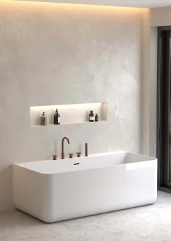 Robinet mélangeur bain-douche 5 trous sur plage en laiton or rose brossé Corbeau - Kroos