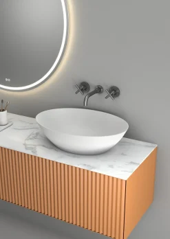 Robinet mélangeur lavabo mural en laiton gun métal Corbeau - Kroos