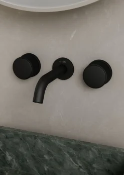Robinet mélangeur lavabo mural en laiton noir Leros - Kroos