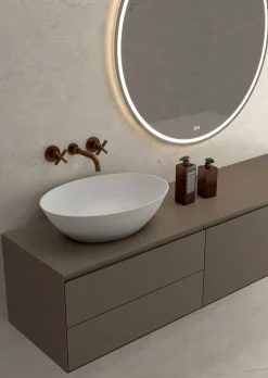 Robinet mélangeur lavabo mural en laiton or rose brossé Corbeau - Kroos